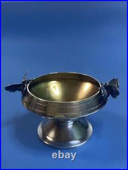 Rare Sterling Silver open salt cellar with applied figural butterflies c1870