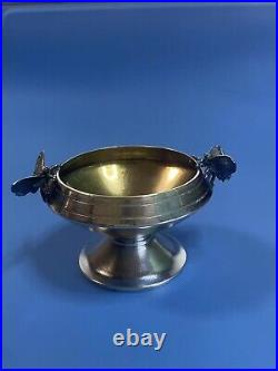 Rare Sterling Silver open salt cellar with applied figural butterflies c1870