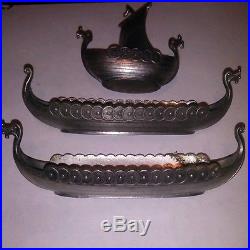 Rare Viking Ship Salt Cellars Collection x11 Sterling Silver 925 830 Pewter Boat