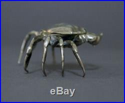Realistic Collectible Marked Spanish Gilded Solid Silver Crab Shaped Salt Cellar
