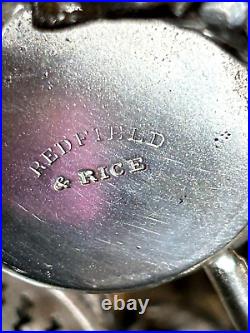 Redfield & Rice Caster Set CUT Glass Cruet Bottle Salt Cellar Antique
