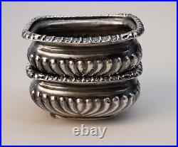 Repaired English Antique Edward VII Fluted Sterling Silver Open Salt Cellars