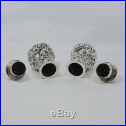 Repousse Sterling Silver Stieff Salt & Pepper Shakers 2 5/8 Tall Date Mark 1933
