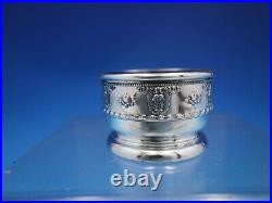 Rose Point By Wallace Sterling Silver Master Salt Dip with Cobalt Liner (#6521)