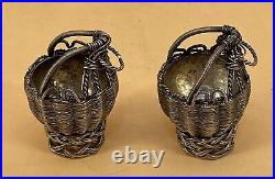 Russan / Georgian Pair Of Silver Salt Cellars With Fine Decor