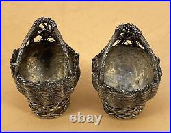 Russan / Georgian Pair Of Silver Salt Cellars With Fine Decor