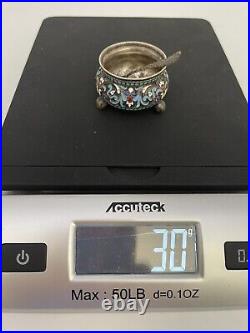 Russian Antique Enamel Silver Salt Cellar 84 Sterling Soon Total Weight 30g