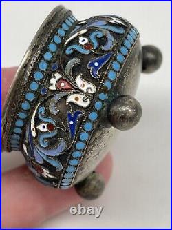 Russian Antique Enamel Silver Salt Cellar 84 Sterling Soon Total Weight 30g