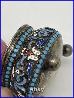 Russian Antique Enamel Silver Salt Cellar 84 Sterling Soon Total Weight 30g