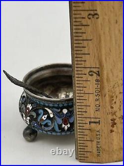 Russian Antique Enamel Silver Salt Cellar 84 Sterling Soon Total Weight 30g