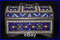 Russian Solid Silver and Enamel Large Salt Cellar