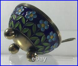 Russian Soviet period enameled Salt Cellar with a spoon