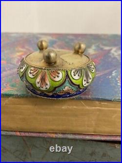 Russian silver enamel salt cellar