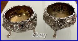 S Kirk & Son Inc Antique Sterling & Gold Wash Footed Open Salt Cellars Lot Of 2