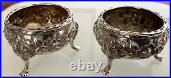 S Kirk & Son Inc Antique Sterling & Gold Wash Footed Open Salt Cellars Lot Of 2