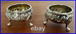 S Kirk & Son Inc Antique Sterling & Gold Wash Footed Open Salt Cellars Lot Of 2