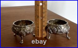 S Kirk & Son Inc Antique Sterling & Gold Wash Footed Open Salt Cellars Lot Of 2