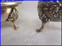 S. Kirk & Son Repousse Sterling Silver Salt Cellar & Pepper Caster Set No Mono