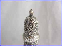 S. Kirk & Son Repousse Sterling Silver Salt Cellar & Pepper Caster Set No Mono