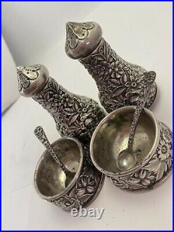 S. Kirk & Sons Inc. Sterling Silver Salt & Pepper Shakers With Cellar & Spoons