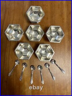 SET of 6 Vintage STERLING SILVER WEBSTER Open Salt Cellars Bowls Dishes w Spoons