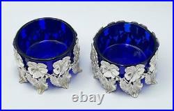 SILVER PLATED SALT CELLARS c1890 FLORAL DESIGN