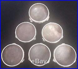 Six (6) Sterling Silver Salt Cellars Stamped 120 With S Monogram