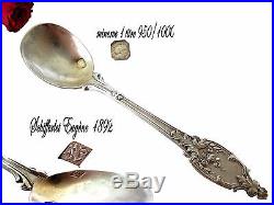 SOUFFLOT French Sterling Silver Salts Cellars 2 pc & spoons 2pc withbox