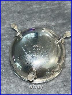 STERLING SILVER With COBALT BLUE GLASS LINER FOOTED SALT CELLAR