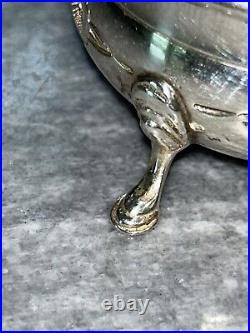 STERLING SILVER With COBALT BLUE GLASS LINER FOOTED SALT CELLAR