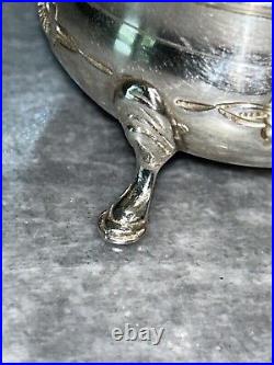 STERLING SILVER With COBALT BLUE GLASS LINER FOOTED SALT CELLAR