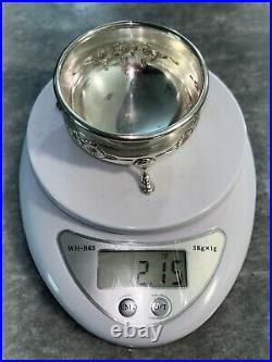 STERLING SILVER With COBALT BLUE GLASS LINER FOOTED SALT CELLAR