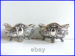SUPERB PAIR OF ANTIQUE FRENCH STERLING SILVER 950 SALT CELLARS 1890's