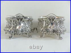 SUPERB PAIR OF ANTIQUE FRENCH STERLING SILVER 950 SALT CELLARS 1890's (#1)