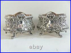 SUPERB PAIR OF ANTIQUE FRENCH STERLING SILVER 950 SALT CELLARS 1890's (#2)