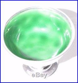Salt Celler Acorn Green Enamel On Pierced Stemm Georg Jensen Sterling Silver No