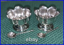 Sanborns Mexico Sterling Silver Salt Cellars Pedestal Lily Design with Spoons