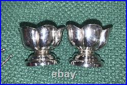 Sanborns Mexico Sterling Silver Salt Cellars Pedestal Lily Design with Spoons