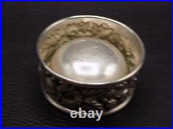 Scarce S. Kirk and Son Sterling Silver Repousse open Salt Cellar and spoon