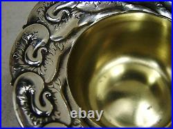 Set 2 Sterling Silver Master Salt Cellar Dips Japanese Inspired Motf w Gold Wash
