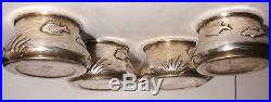 Set 4 Antique Whiting sterling silver aesthetic sea fish open salt cellars 178