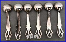 Set (6) Antique 925 Sterling Silver Salt Cellars+Spoons Serving Dish Monogram P