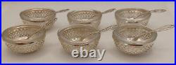 Set 6 Webster Sterling Silver Salt Cellars Crystal Glass Liners and Spoons WSC17