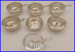 Set 6 Webster Sterling Silver Salt Cellars Crystal Glass Liners and Spoons WSC17