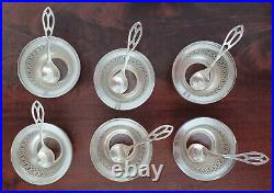 Set 6 Webster Sterling Silver Salt Cellars Crystal Glass Liners and Spoons WSC17