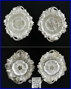 Set Of 12 Reed & Barton Les Cinq Fleurs. 925 Sterling Silver Repousse Nut Dishes
