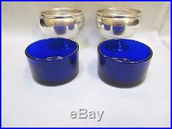 Set Of 2 Redlich & Company Sterling Silver Master Salts With Cobalt Liners