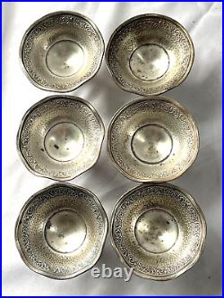Set Of 6 Webster Sterling Silver Footed Salt Dish Cellar No Mono Free Ship