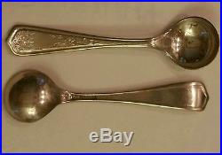 Set of 12 19c Sterling Silver Webster Co Spoons & Salt Cellars Gold Washed