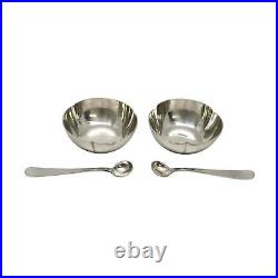 Set of 2 The Kalo Shop Hammered Sterling Silver Salt Cellars and Spoons #19860